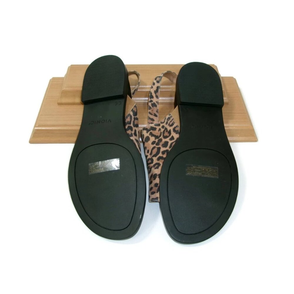 Vionice Womens Ella Toffee  Leather Leopard Print Sandals Shoes Size 10 M - Picture 3 of 16